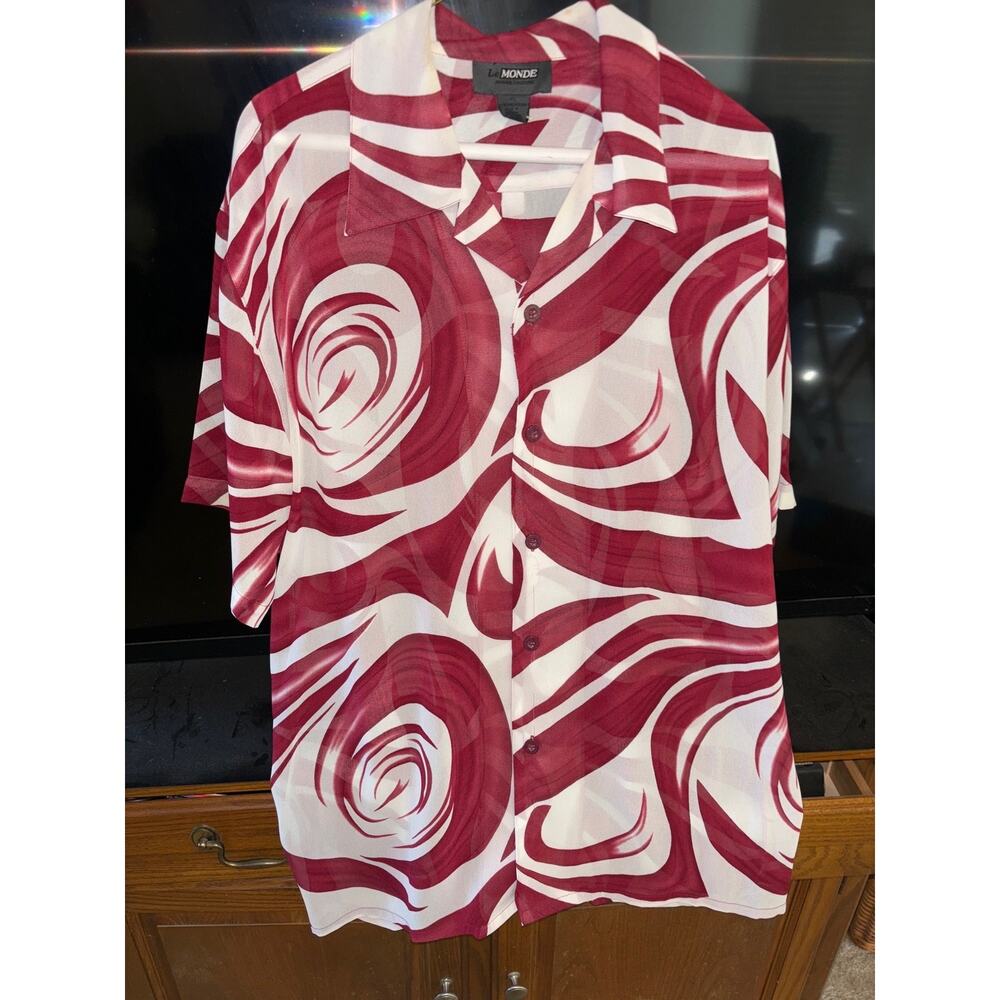 Le Monde Men's Casual Funky Designer Short Sleeve Button Up Casual Shirt XL